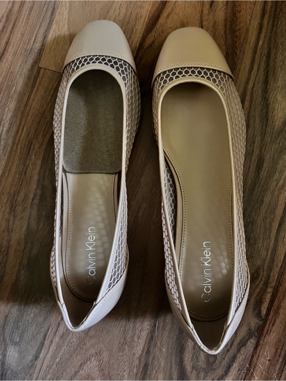 Calvin Klein Women's Light Beige Mesh Cap-Toe Flats